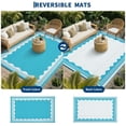 thumbnail image 3 of 9x12 Ft Outdoor Rug Waterproof, Portable Reversible Plastic Straw Patio Rug, Easy Clean & Quick Dry Camping Carpet for Backyard Picnic Beach, Blue, 3 of 8