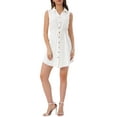 thumbnail image 2 of INSPIRE CHIC Vestido de Camisa de Jean sin Mangas con Cuello y Cintura Ajustable M Blanco, 2 of 6