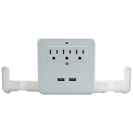 USB Wall 3 Outlet Surge Protector Dual Smartphone Cradle And 2 USB
