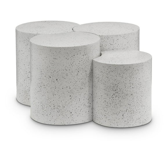 Meridian Furniture Dimple 4 Piece White Terrazzo Pattern Iron Metal Coffee Table