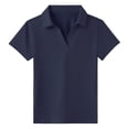 thumbnail image 3 of Gaexia Girls Athletic Solid Color Tee Breathable Workout Top For Play Comfortable Casual Shirt (Navy,11-12 Years), 3 of 7
