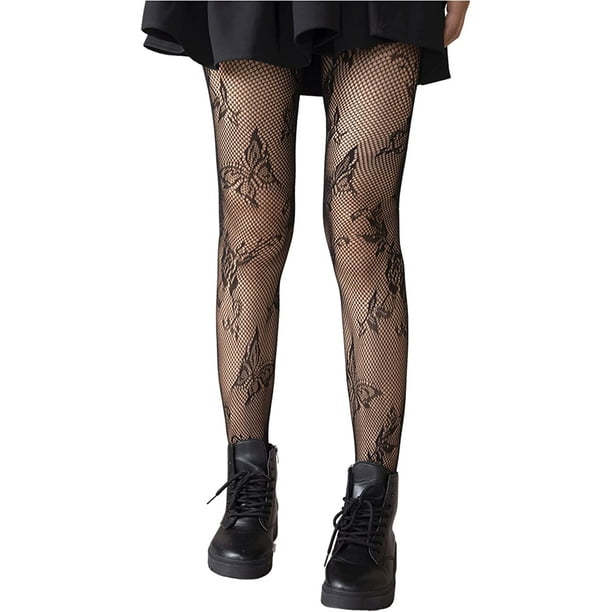 Jinsinto Women's Patterned Tights Fishnet Floral Pantyhose High