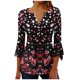 thumbnail image 4 of Blusa informal con botones estampados y plisados de plástico para mujer, manga 3/4, manga corta y cuello de cuerno., 4 of 4