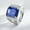 White gold (blue), variant on APIPEE Mens Titanium Engagement Wedding Band CZ Comfort Fit Gift for Dad Husband With White Gift Box Packaging