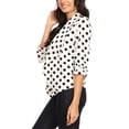 thumbnail image 3 of Women's Casual Open Front Polka Dot Roll Up Sleeve Blazer Jacket Made in USA, 3 of 5