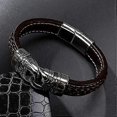 thumbnail image 2 of KATEA Men's Leather Bracelet with Stainless Steel Magnetic Clasp Wristband Cuff Bangle Personality Bracelets, 2 of 3