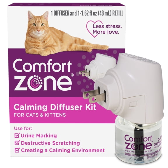Comfort Zone Cat Calming Diffuser Kit, Cat Pheromone, 1 Diffuser, 1 Refill-48ml, New Formula