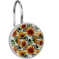 thumbnail image 1 of Sunflower Shower Curtain Hooks（Set of 12）for Home Hotel Shower Rods Bathroom Crystal Glass Print Stainless Steel Round Curtain Hooks, 1 of 5