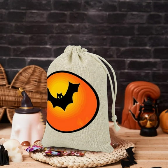 YIMWNYI Halloween Drawstring Candy Bag, Halloween Party Decoration, Reusable Gift Bag, Trick-or-Treat Storage Solution, Fabric Candy Holder, Eco-friendly Halloween Treat Bag
