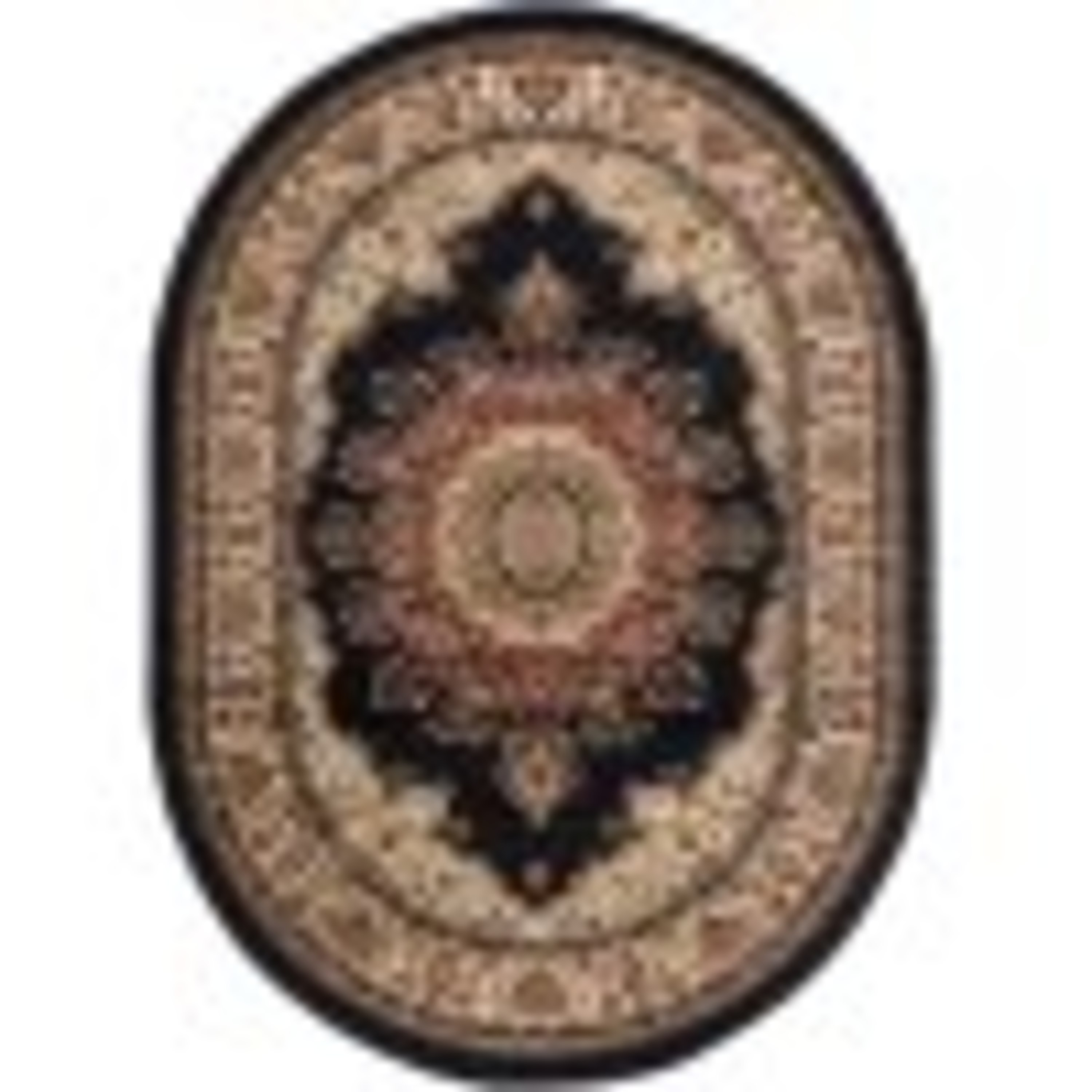 Sensation Transitional 5' x 7' Oval Black and Beige Polypropylene Indoor Area Rug