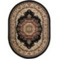 thumbnail image 3 of Transitional Area Rug (6'7'' x 9'6'' Oval) Border Black, Beige Living Room Easy to Clean, 3 of 5