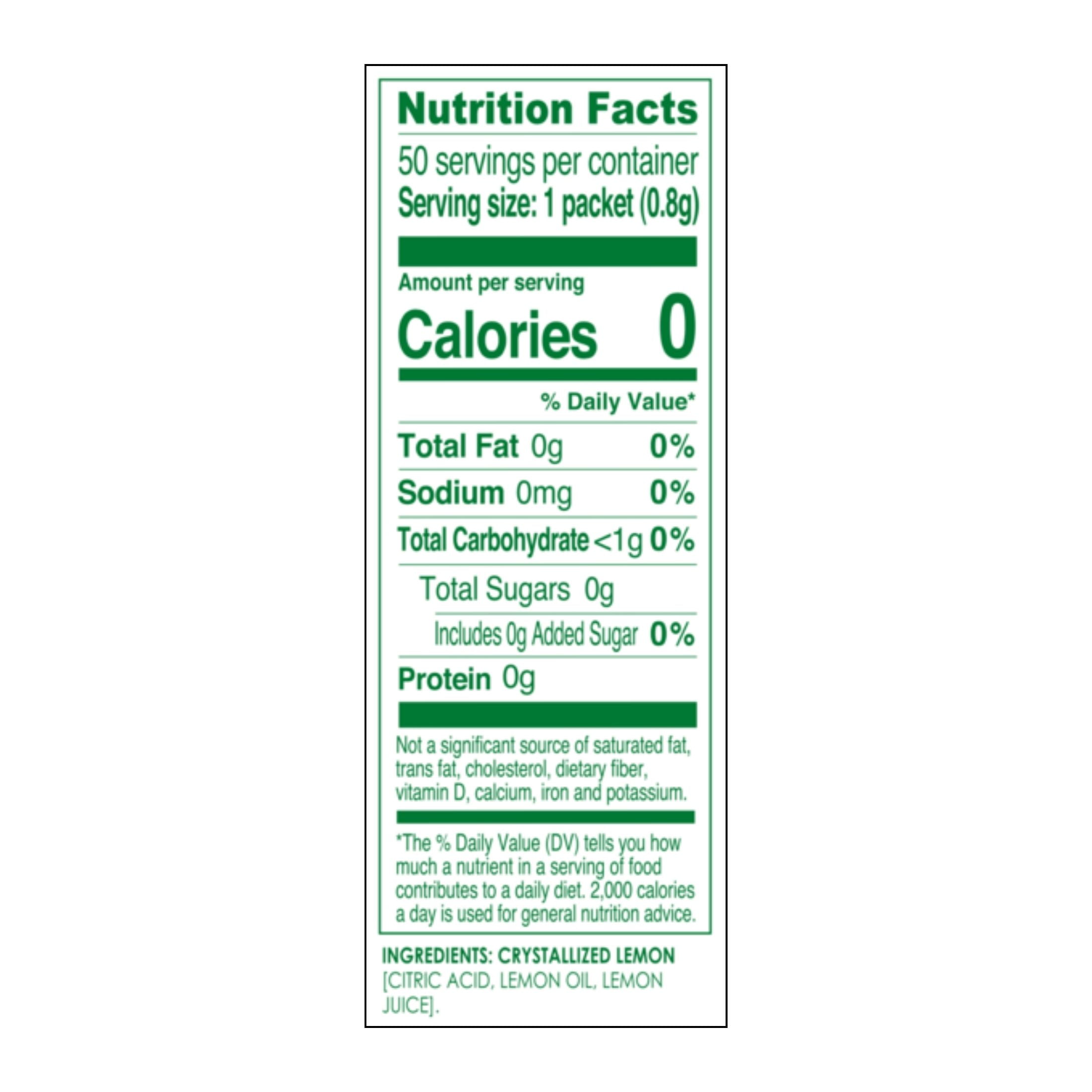 True Lemon Crystallized Water Enhancer Powder, 0 Calorie Lemon Flavor, 1.41 oz., 50 Count Packets