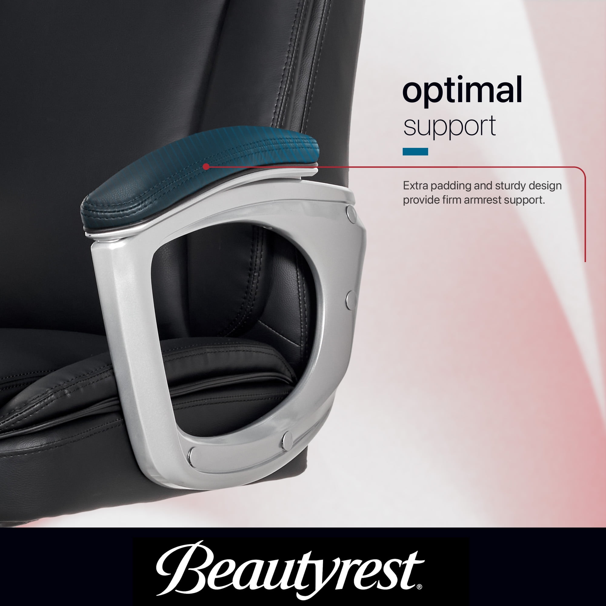 Beautyrest Beyla Ergonomic Manager Office Chair with Padded Armrest for Teens and Adults, Black