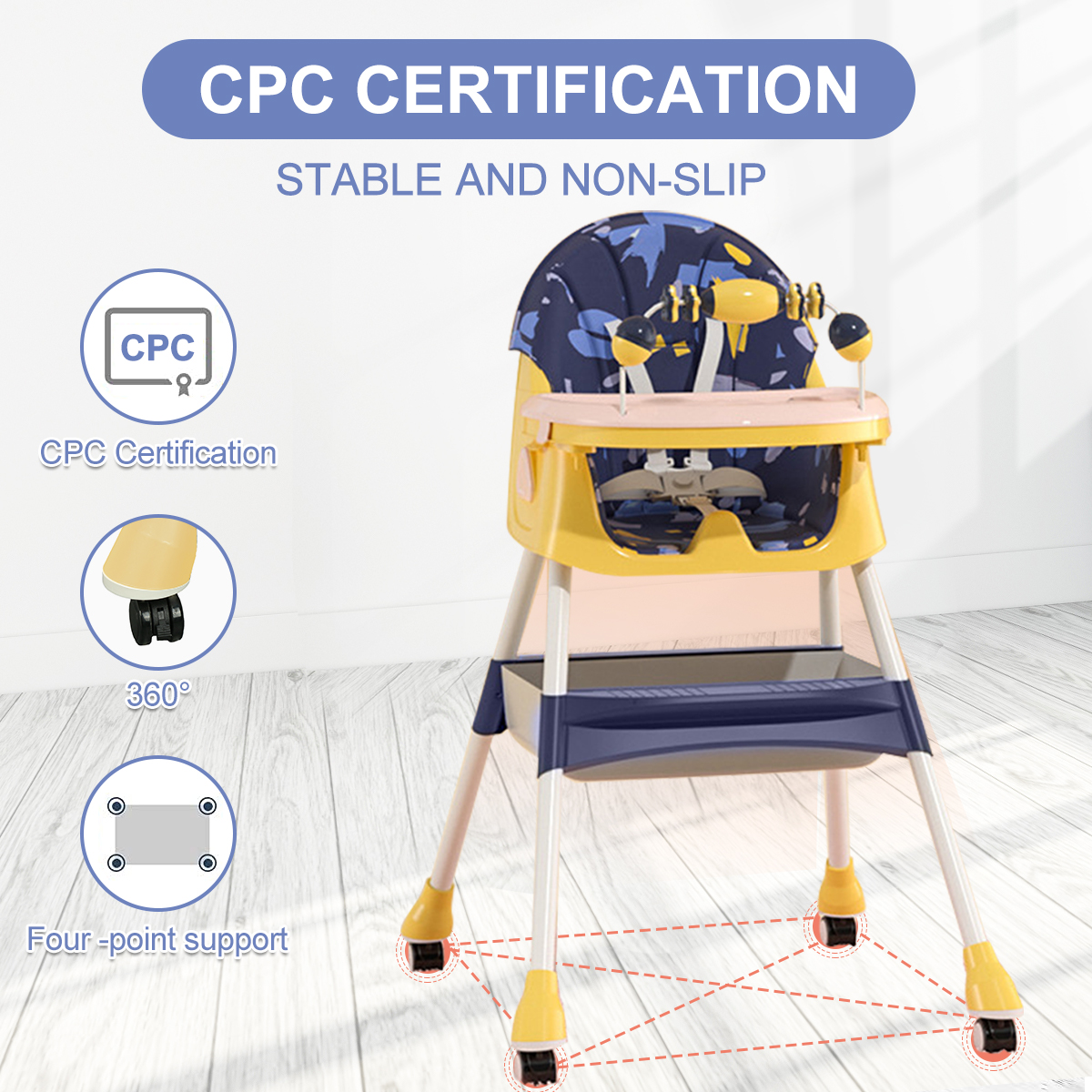 Auwogo 4-in-1 Folding Baby High Chair with Wheels photo 5