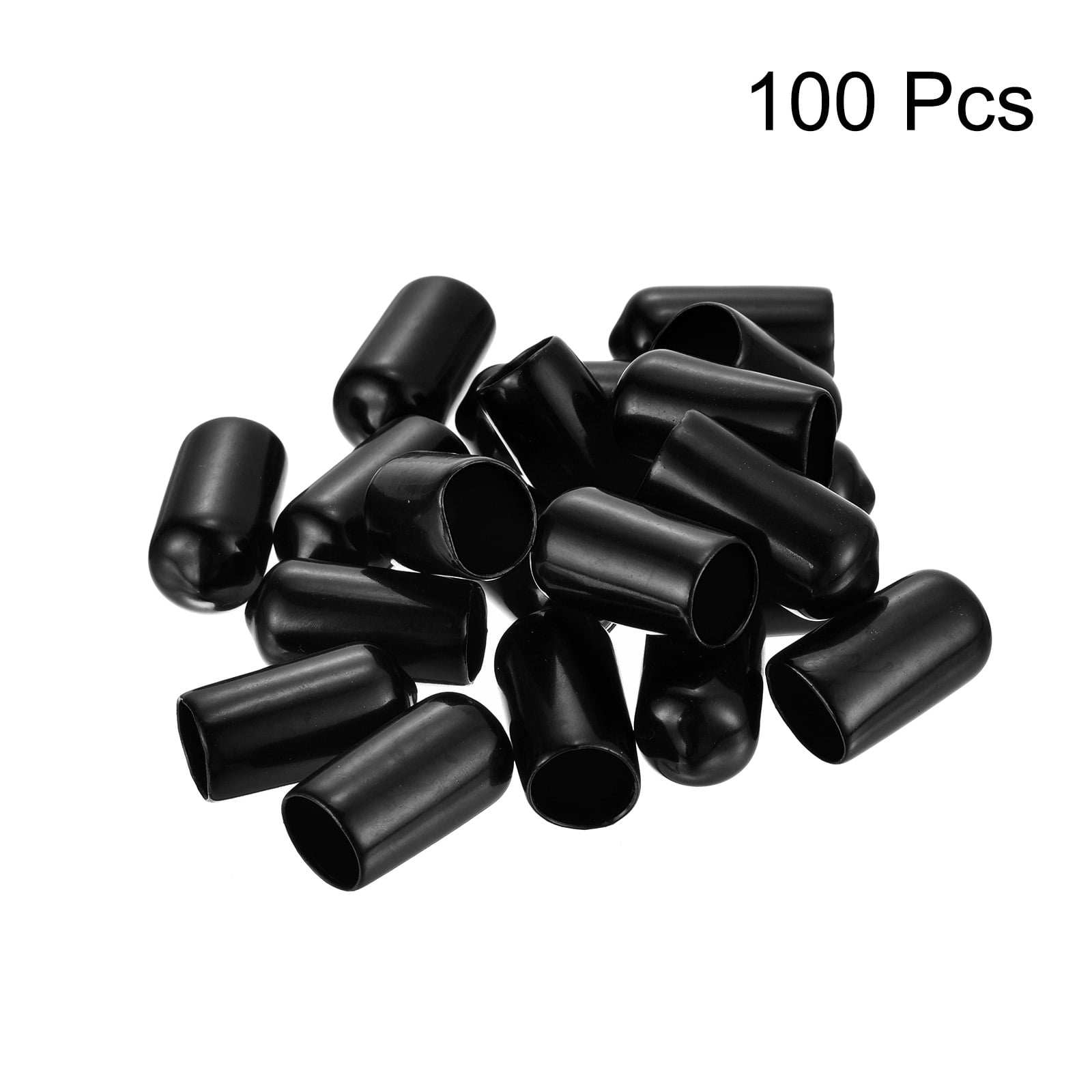 Uxcell 100pcs Round Rubber End Caps 7/16"(11.5mm) Black Cover Screw Thread Protectors