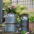 thumbnail image 3 of Restoration Flower Pot Gray Brown Round Metal, 3 of 10