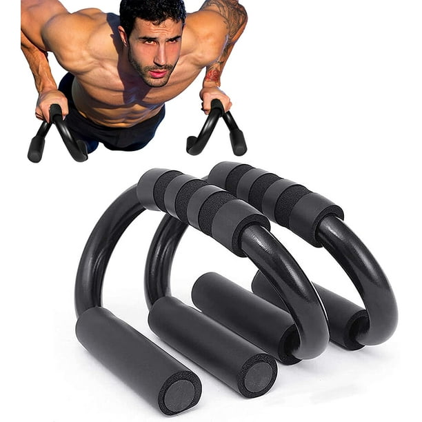 Lojalitet Héloise 1 par de asas para flexiones, asas para flexiones en forma de S, barras de acero y espuma, soporte para flexiones, barras para flexiones, prensa de pecho, espuma antideslizante,