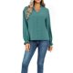 thumbnail image 3 of VISgogo - Blusa informal de manga larga con cuello en V para mujer, color sólido, para primavera y otoño VISgogo moda, 3 of 9