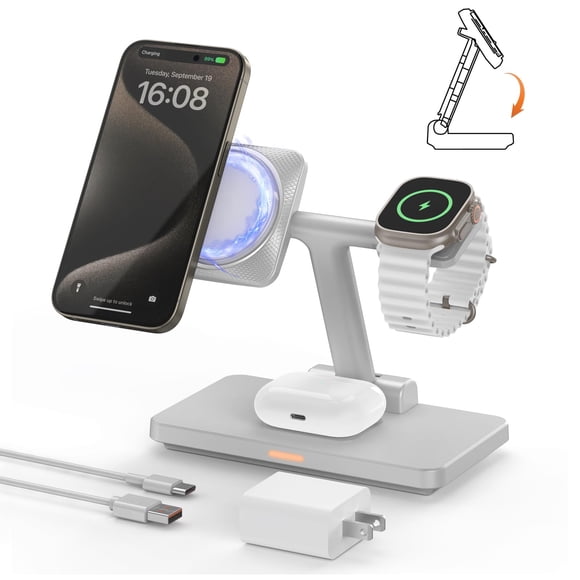 Cargador inalámbrico JoyGeek 3 en 1 magnético para iPhone y reloj