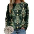 thumbnail image 2 of larppty 2025 Womens Ugly Christmas Sweaters Funny Cute Xmas Tree Tops Long Sleeve Crewneck Sweatshirts (Mint Green, M), 2 of 7