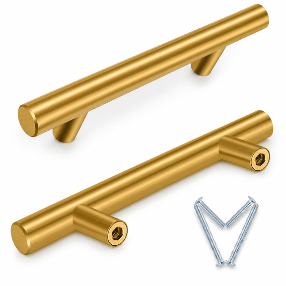 20 Pack Brushed Gold Cabinet Handles – T-Bar Pulls for Bathroom Vanities & Wardrobes