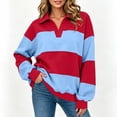 thumbnail image 2 of Enjoytime Womens Sweatshirt Striped V-Neck Long Sleeve Pullover Tops Fall Fashion Loose Casual Lightweight Sweatshirts, 2 of 8