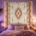 thumbnail image 2 of Southwestern Diamond Geometric Pattern on Cream Background, Cozy Boho for Wall Decor Lovers, Rustic Southwestern Art Housewarming Gift, Tapestry Wall Hanging for Living Room and Bedroom, 2 of 7