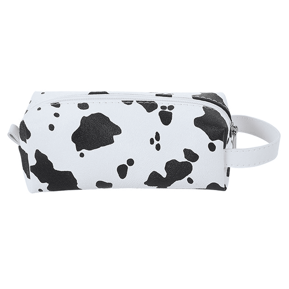 Cow Print Pencil Case Cylinder Pencil Bag, Portable Pencil Pouch for Boys Girls Adults and Office