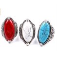 thumbnail image 1 of Opolski Women Boho Knuckle Rings Vintage Oval Turquoise Antique Silver Plated Carving Ring Jewelry Exquisite Finger Rings Jewelry for Party Banquet, 1 of 6