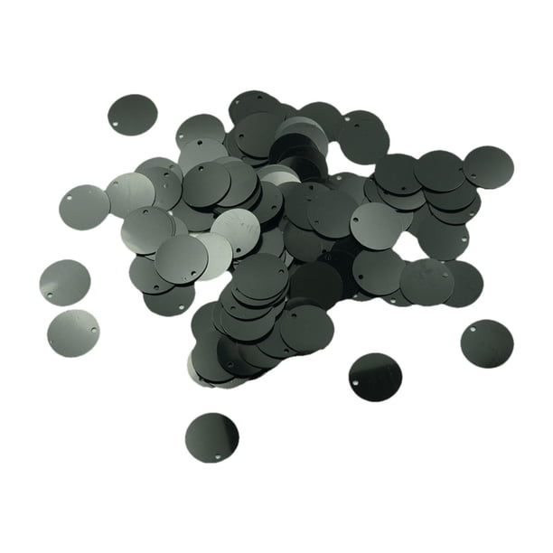130 piezas lentejuelas sueltas redondas con agujero brillo brillo lentejuelas planas de lentejuelas decoración de 16 mm para ropa accesorios nupciales Negro