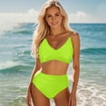 thumbnail image 3 of Women's High Waisted Bikini Set Two Piece Swimsuit Push Up Tie Back Tankini Swimwear for Beach Pool Summer, 3 of 5