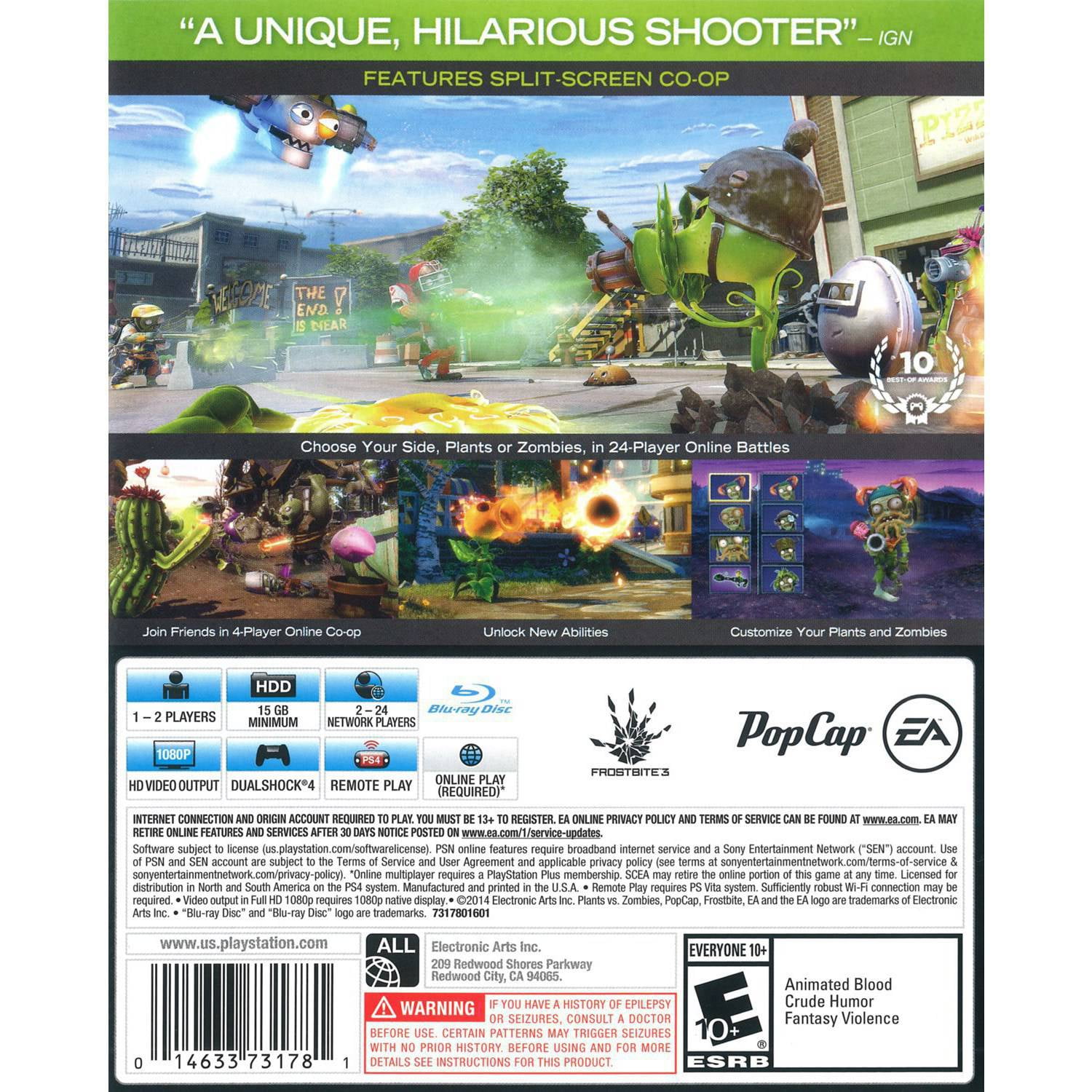 Plants Vs Zombies Garden Warfare Ps4 Electronic Arts Walmart