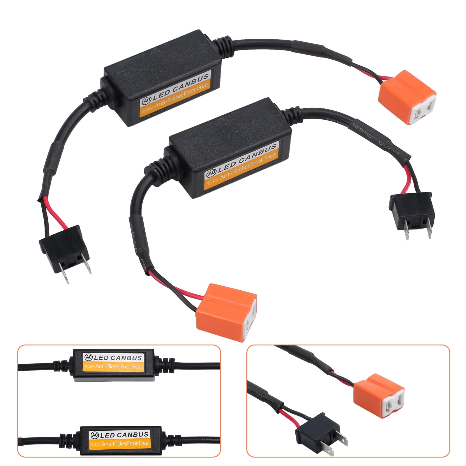 esynic 2pcs h7 led headlight canbus error free anti flicker resistor canceller decoder walmart com