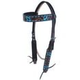 thumbnail image 2 of Horse Western Floral Tooled Laced Browband Tack Set Bridle Headstall Breast Collar 78HR01B, 2 of 3