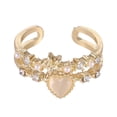 thumbnail image 1 of Anillos con diseño de doble zirconia y ópalo en forma de corazón, anillo abierto de oro único, joyería para mujer, 1 of 7