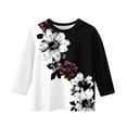 thumbnail image 3 of Xyxonk Cute Shirts for Teen Girls Winter 3/4 Sleeve Tops Floral Print Crew Neck Shirts 2025 Cute Athletic Blouses 5-7 Years, 3 of 4