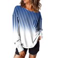 thumbnail image 7 of DeHolifer Womens Sweatshirt Strip Print Gradient Color Crewneck Long Sleeve Loose Pullover with Pocket Blue M, 7 of 7