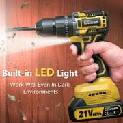 Gisam Cordless Drill Set 21V Power Drill Set with 2Ah Battery 3/8Keyless Chuck 23+3 Position Electric Drill 2 Speed Cordless Hammer Drill,24 Accessories