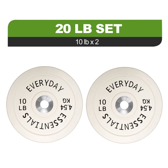 FlexWave Olympic Bumper Plates Pair 10LB, 2-Inch Rubber Barbell Plates with Steel Insert, Color-Coded Weight Plates for Weightlifting, Cross Training & Home Gym