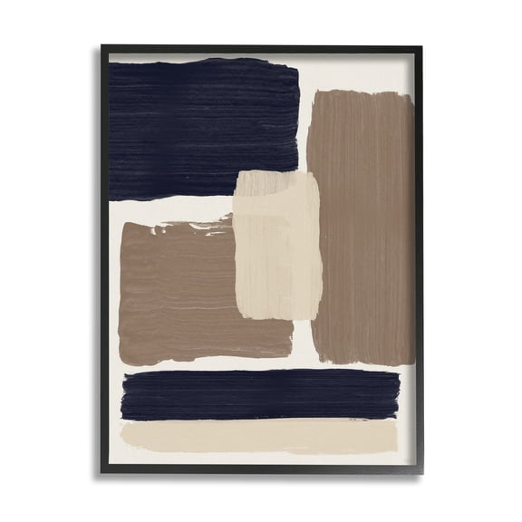 Stupell Industries Black & Brown Squares Abstract Painting Black Framed Art Print Wall Art, 11 x 14