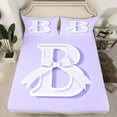 thumbnail image 2 of Erosebridal Initial Letter B Bed Sheets Set Twin Size, Purple Bed Sheets Twin, Kawaii Bow-tie Reversible Sheet Set Twin, Lightweight Room Decorative, 3 Pieces, 2 of 7