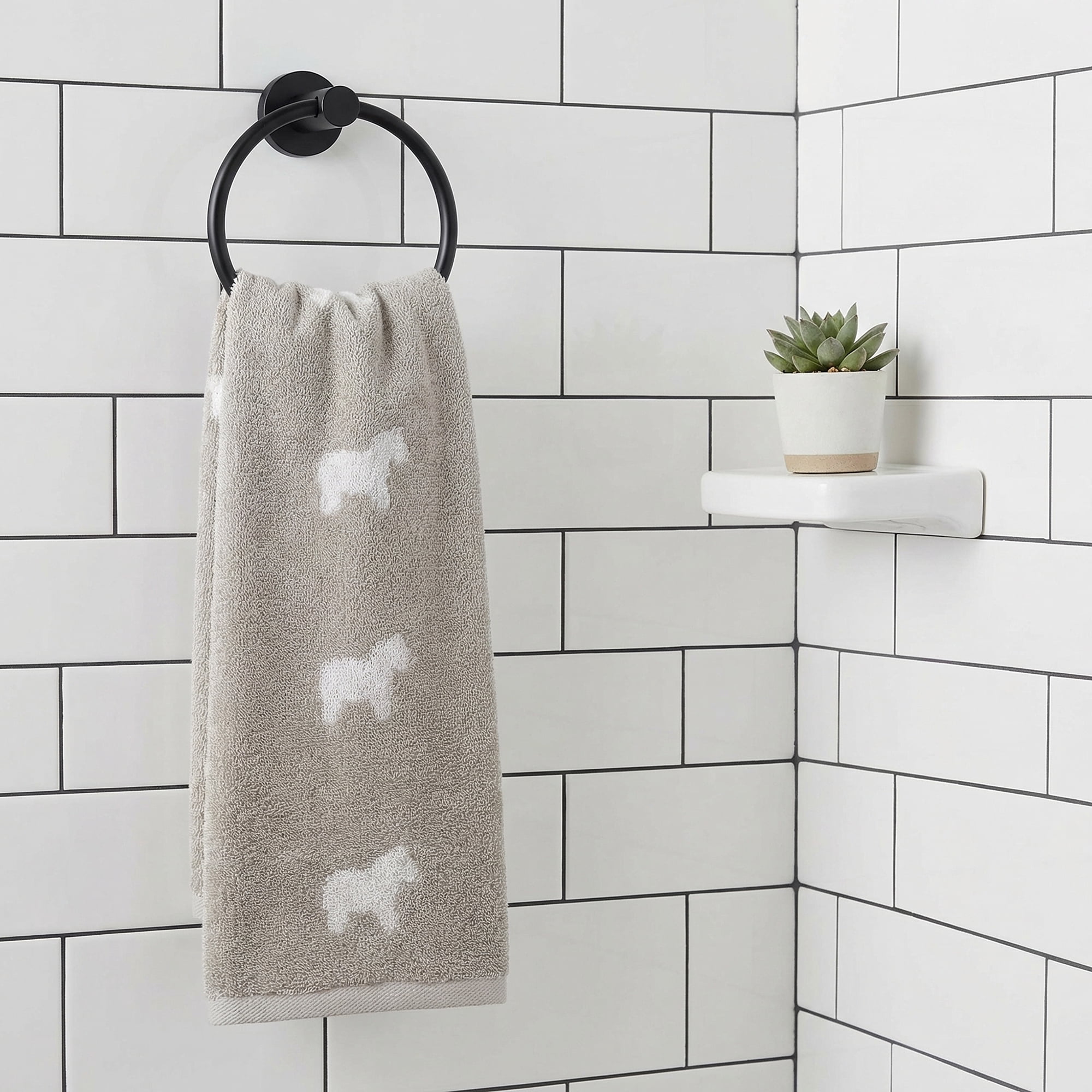 Unique Bargains 2Pcs Pure Cotton Cute Animal Soft Quick Dry Towels Camel 28" x 13"