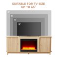 thumbnail image 5 of Weselon Modern Curved 63" Fireplace TV Stand with 24" Electric Fireplace for TVs Up to 60", Entertainment Center with Storage Drawer and Open Shelves,Oak, 5 of 8