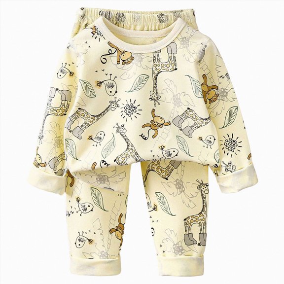 Gubotare Baby Pajamas Girl 2 Piece Pajamas Sets, Kids Toddler Boys Girls Daily Snug Fit Sleepwear Set 12 18 Months (Beige,12-18 Months)