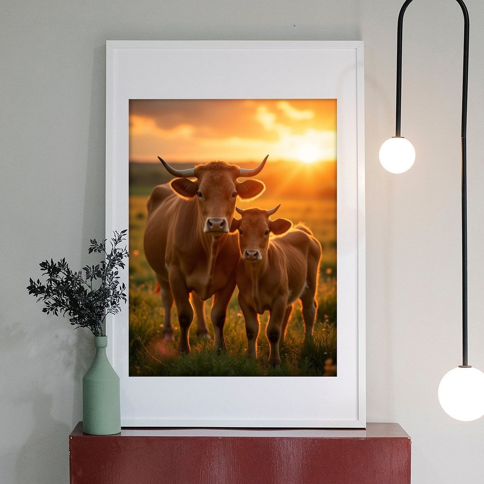 Diamond Art Kit for Adults, Sunset Pasture Cows Family Diamond Painting for Adults Beginners, DIY Diamond Art Painting Kits, 5D Diamond Painting Crafts for Home Decor 12x16 Frameless