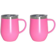 Ezprogear Stainless Steel 12oz Coffee Mug Insulated Water Tumbler Handle Tea Cup with Slider Lid (Hot Pink)
