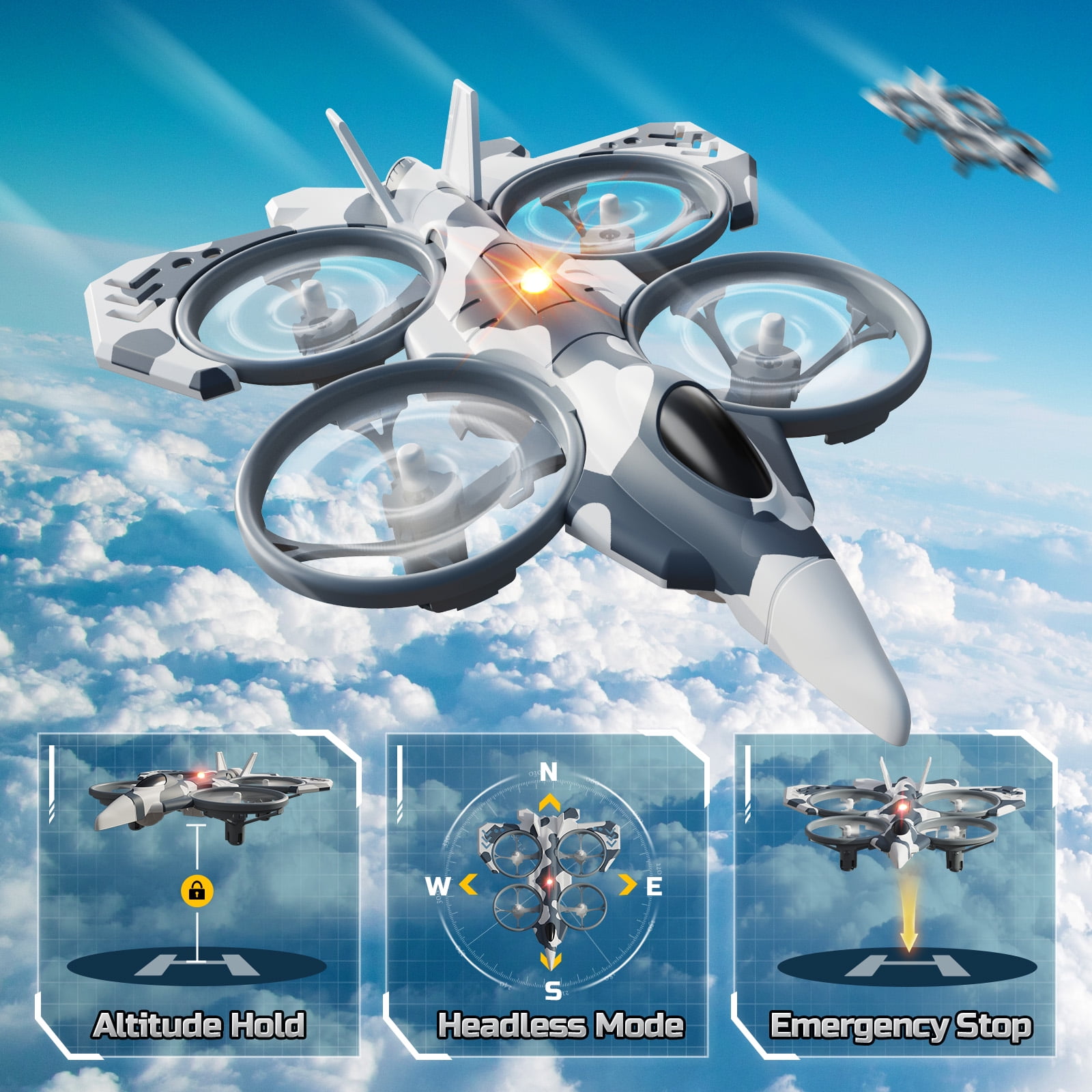 DEERC RC Plane 2.4GHz RTF Remote Control Airplane with 2 in 1 Mode for Kids, 360° Flip, 2 Batteries, Gray