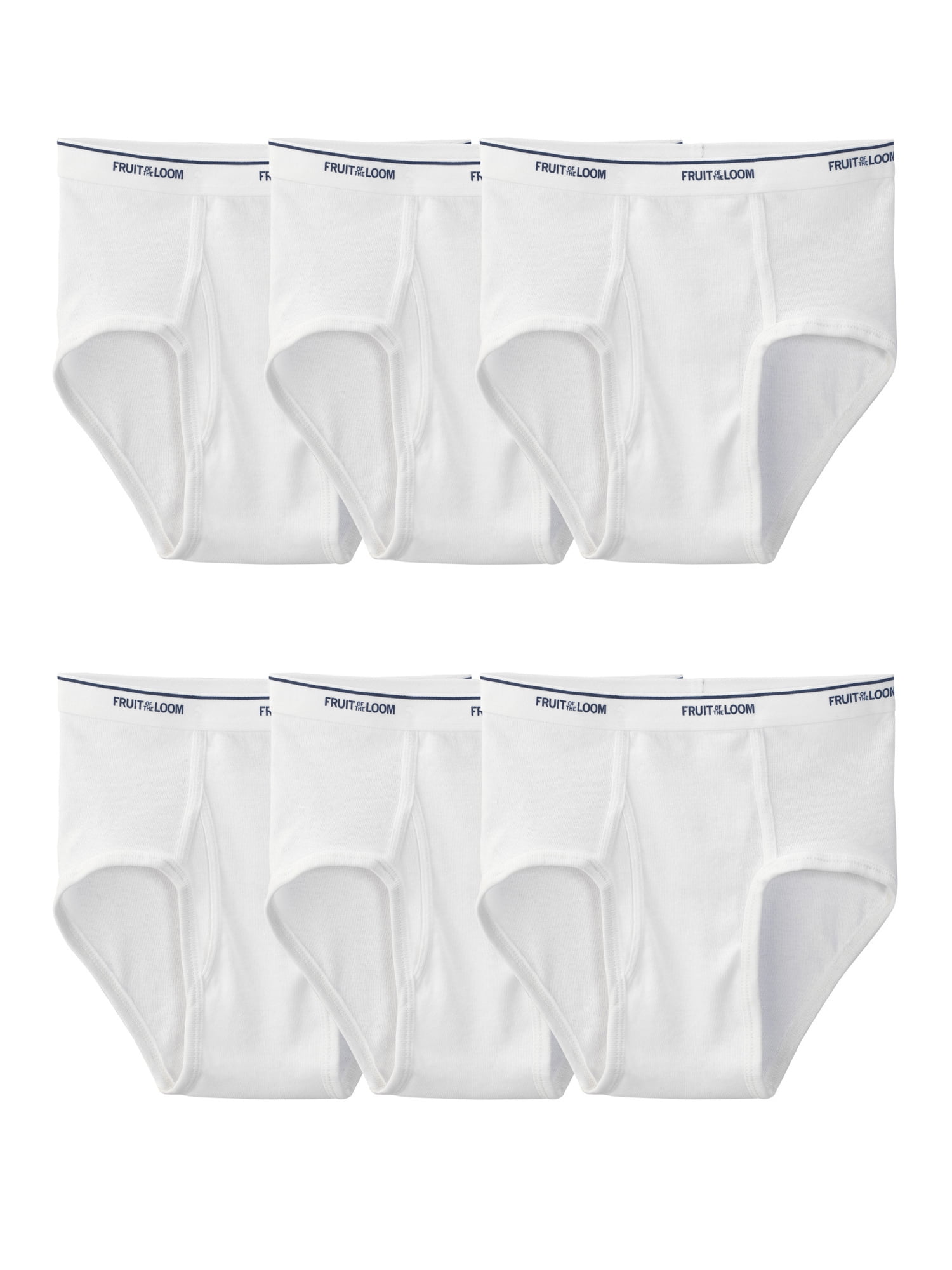 FRUIT OF THE LOOM or HANES 6/12 PACK MEN WHITE BRIEF IN FAMOUS BRAND BAG 