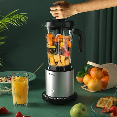 Costway - 1500W Countertop Blender Smoothie Maker High Power Blender w/ 10 Speeds - Black/Silver
