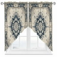 thumbnail image 2 of Vintage Farm Swag Curtain Valance for Windows, Dark Blue Flower Bohemian Style Farmhouse Window Treatments Short Swag Topper for Kitchen Windows Bathroom Bedroom, 36"x45", 2 of 8